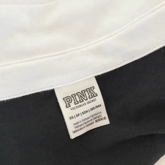 VS PINK BLACK & WHITE COLLEGIATE COLLECTION PINK NATION RUGBY TOP SIZE XS - Picture 7 of 14